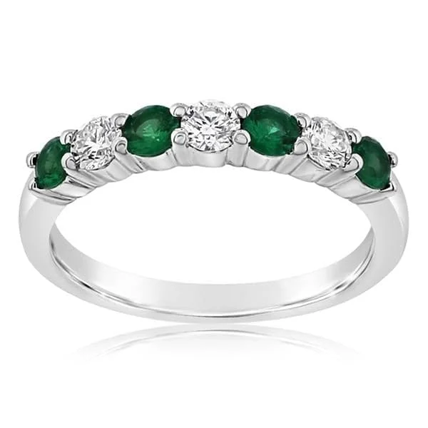 women's engagement rings floral engraving -Emerald & Diamond Ring