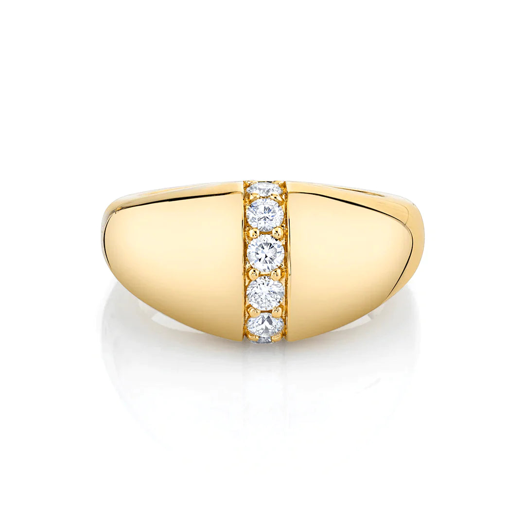 women's rings bezel setting -0.36ctw Diamond Orb Split Signet Ring