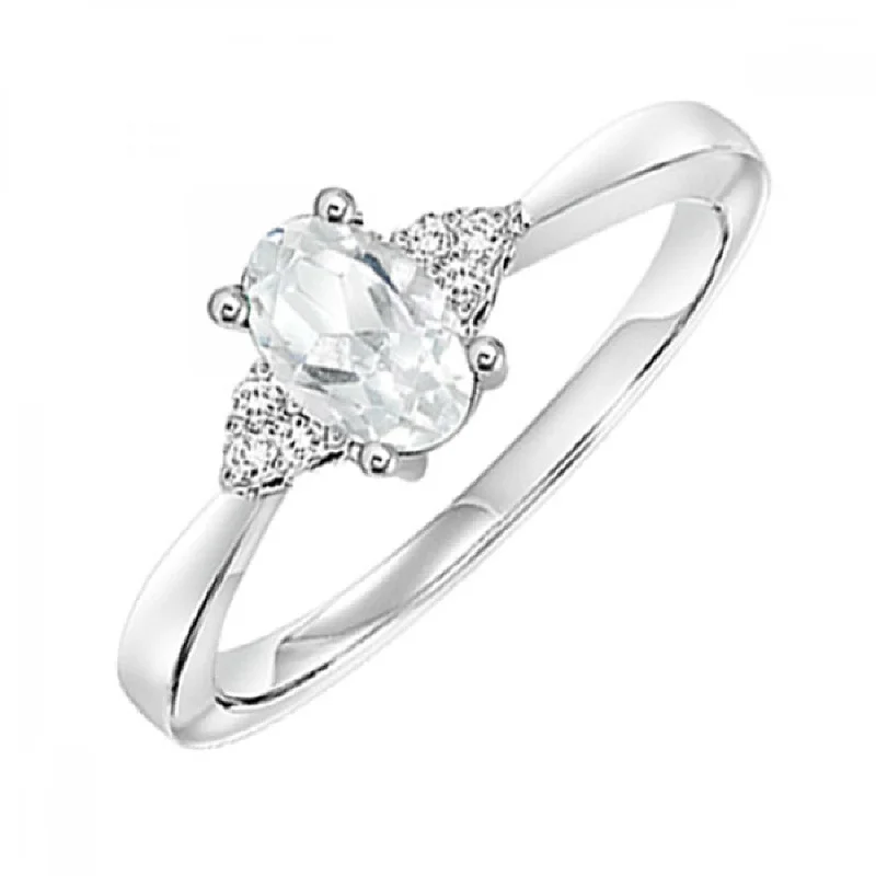 10KT White Gold Birthstone Ring - White Topaz- April