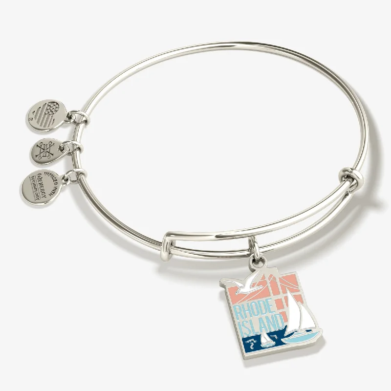 women's bracelets with initials -Rhode Island Charm Bangle Bracelet