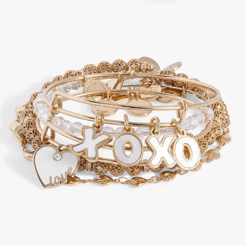 women's bracelets adjustable clasp -Love XOXO Bangle Set of 5