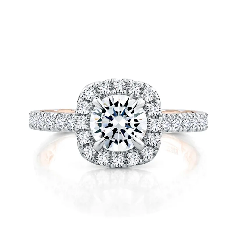 women's engagement rings with side stones -Cushion Cut Halo Diamond Engagement Ring