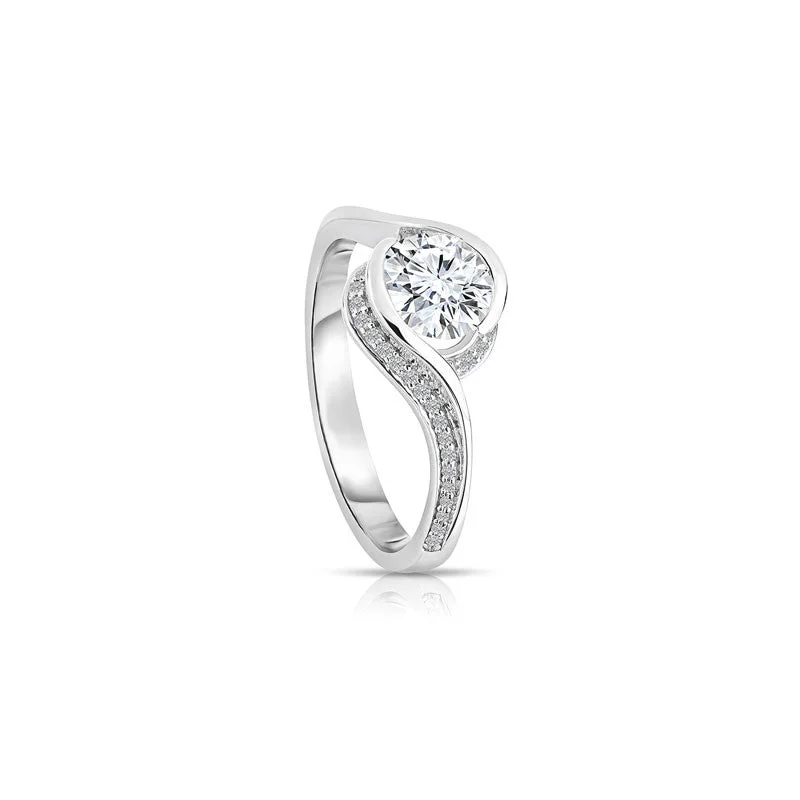 women's engagement rings solitaire -Moray Round Brilliant Diamond Engagement Ring