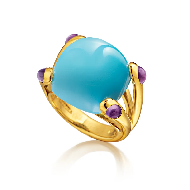 women's rings gold -Candy Ring in Turquoise and Amethyst