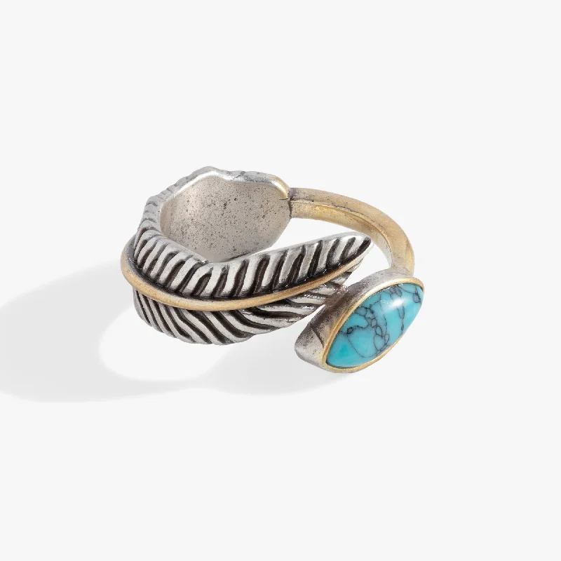 women's rings eco-friendly -Turquoise Feather Ring