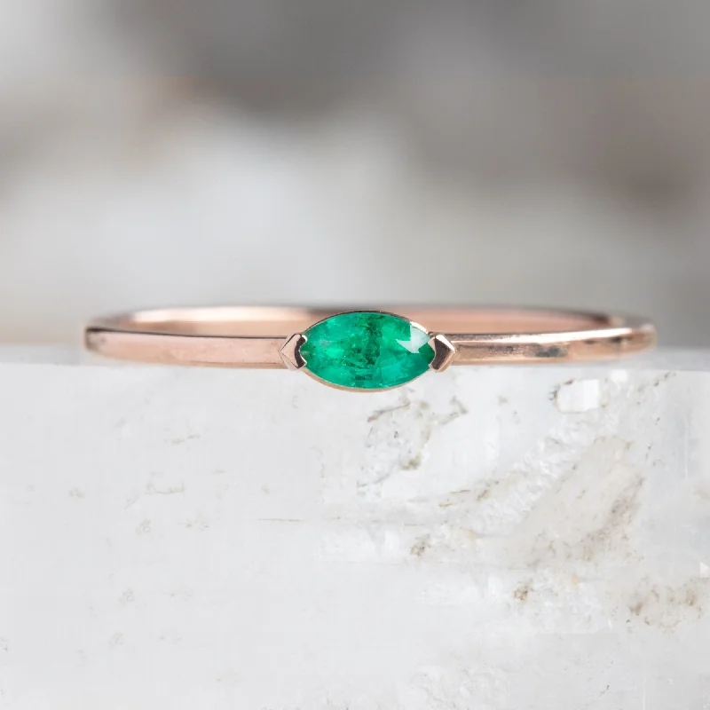 women's rings trendy and stylish -The Teensy Emerald Ring | 14K Rose Gold