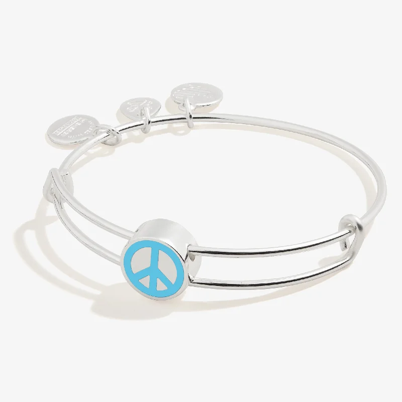 women's bracelets crystal charm -Peace Motif Inline Charm Bangle