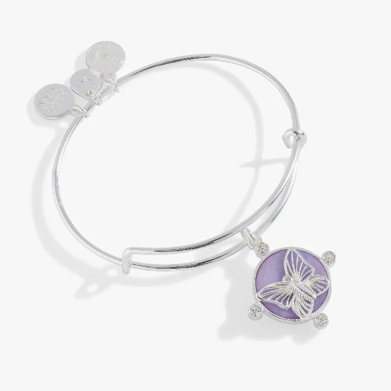 women's bracelets anniversary gift -Lavender Butterfly Charm Bangle