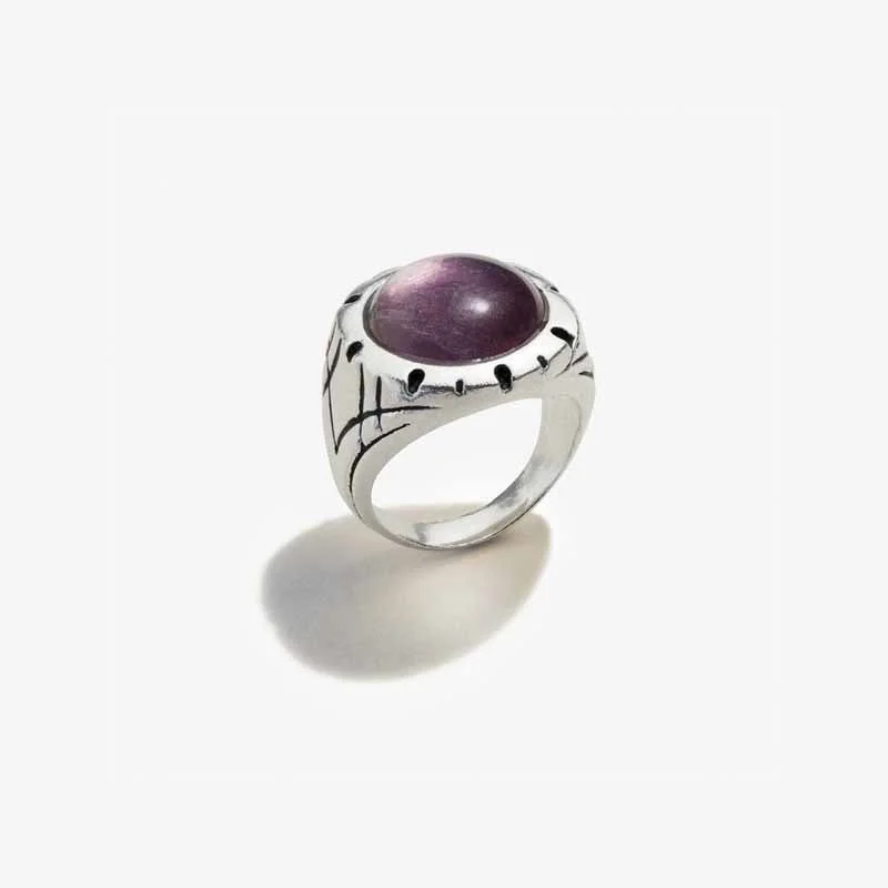 women's rings twisted band -Fluorite Gemstone Signet Ring