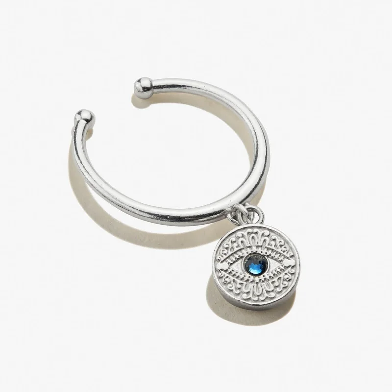 women's rings with side stones -Evil Eye Charm Ring