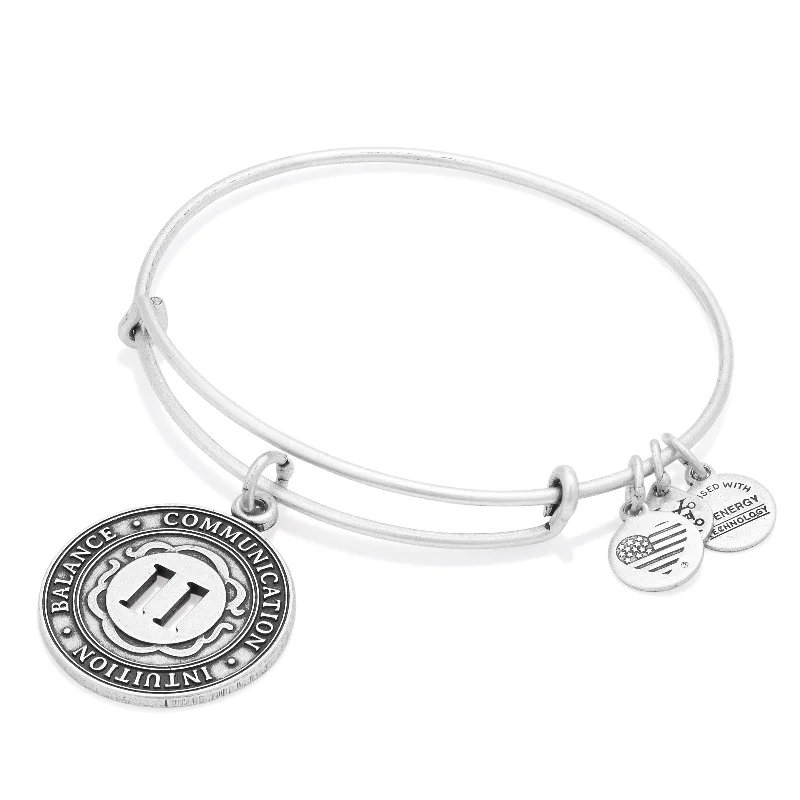 women's bracelets moissanite -Number 11 Charm Bangle Bracelet