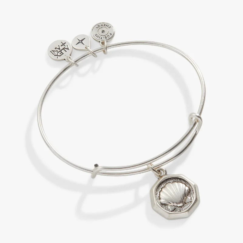 women's bracelets floral engraving -Shell Charm Bangle