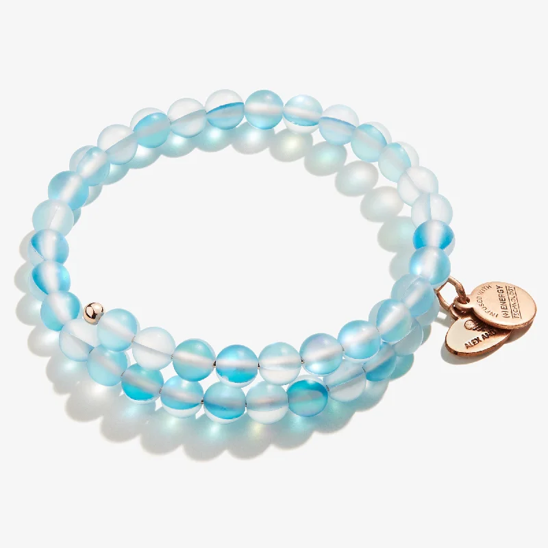 women's bracelets emerald -Seaglass Beaded Wrap Bracelet, Sky Blue