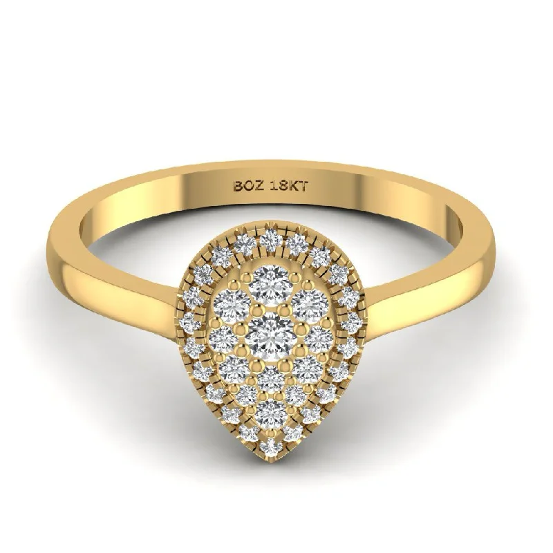 women's engagement rings cushion cut -Leah Pear Cut Natural Diamond Engagement Ring in 18K Gold