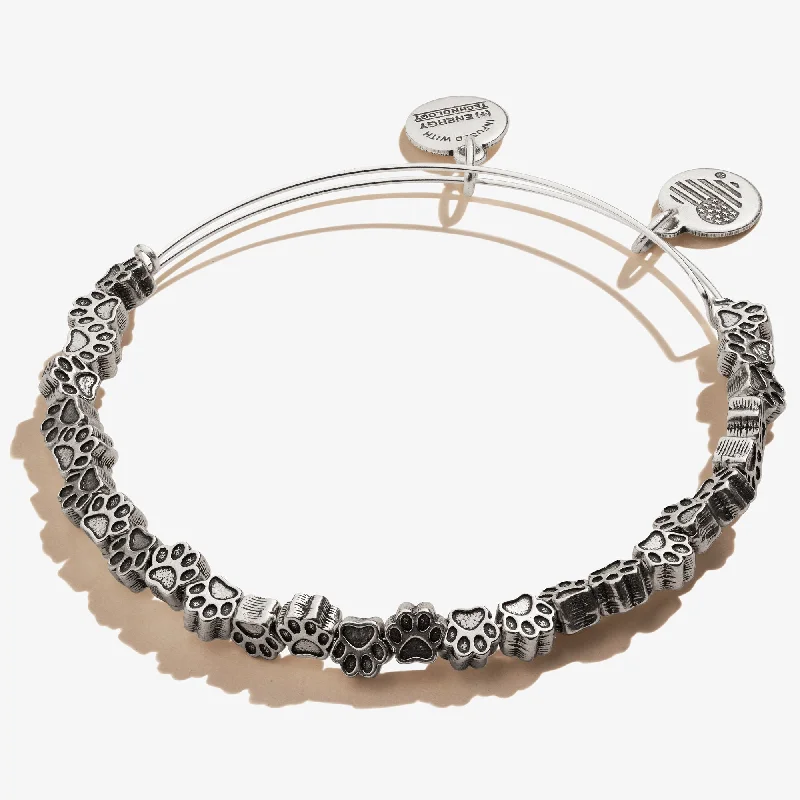 women's bracelets with initials -Paw Print Beaded Bangle