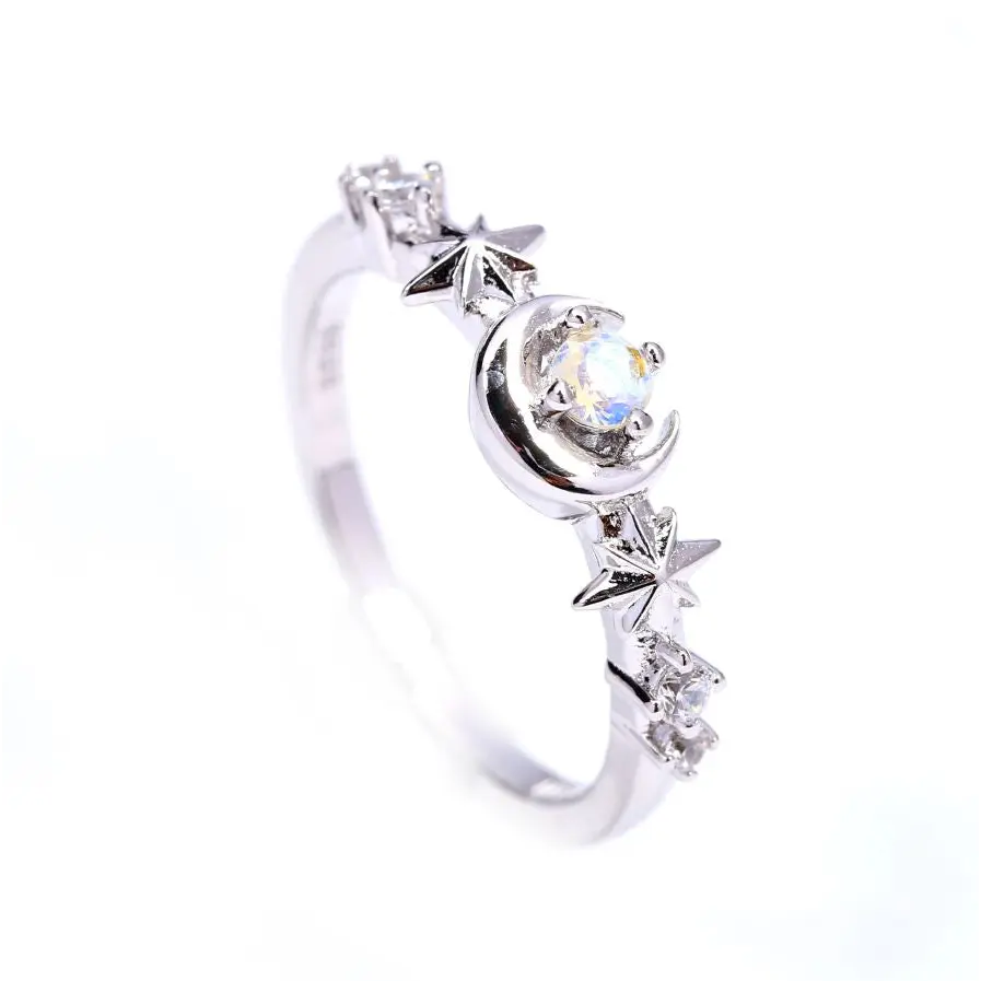 women's rings matching wedding band -Moonlight Twinkle Dainty Ring