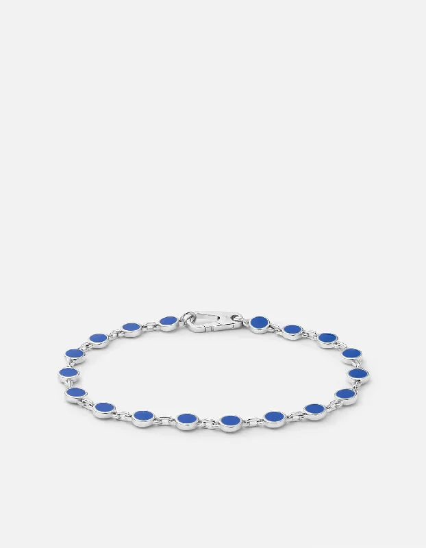 women's bracelets waterproof jewelry -Oz Link Bracelet, Sterling Silver/Blue