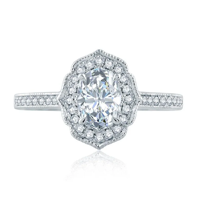 women's engagement rings alternative gemstones -Intricate Floral Inspired Halo Diamond Engagement Ring