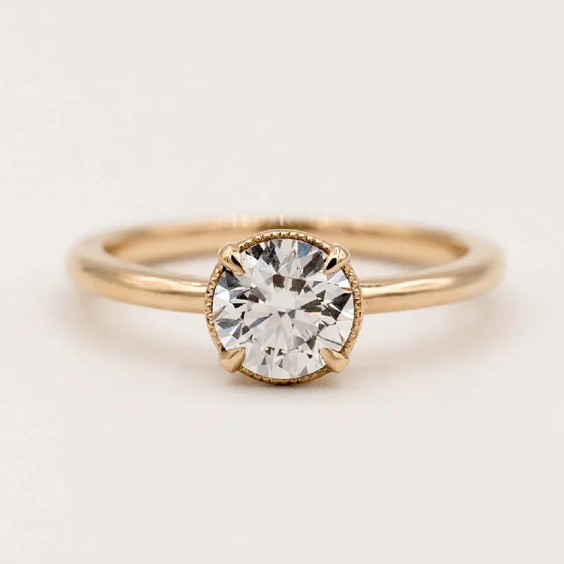 women's engagement rings bezel setting -Oak Diamond Engagement Ring | 1.05ct Lab Grown Diamond | 14k Yellow Gold