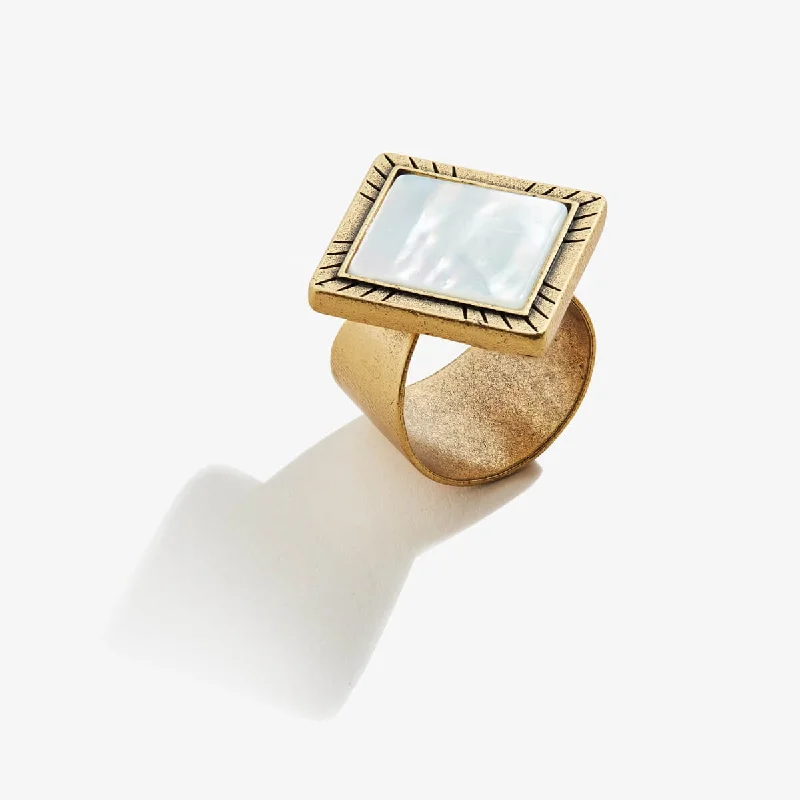 women's rings white gold -Mother of Pearl Cocktail Ring