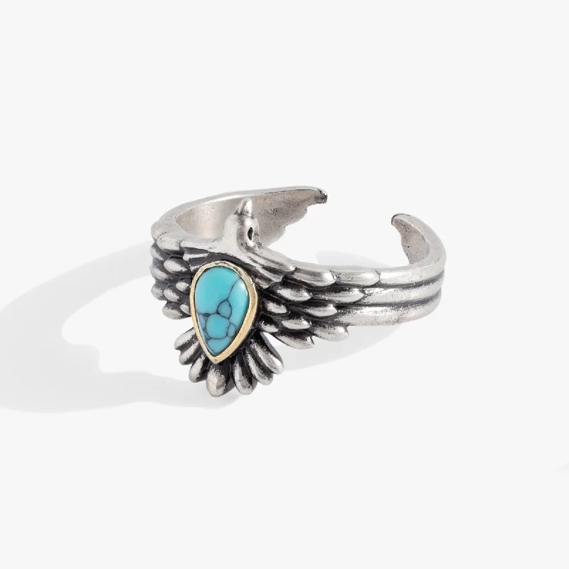 women's rings conflict-free diamonds -Turquoise Eagle Cuff Ring