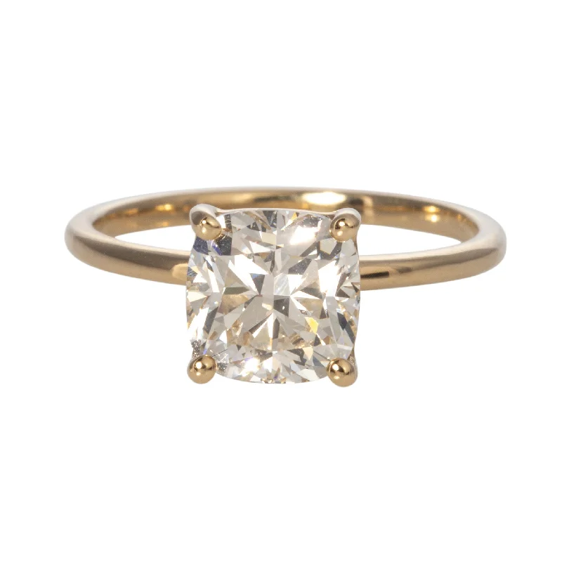 women's engagement rings unique design -2.10ct J VS1 Cushion Diamond Solitaire 14K Yellow Gold Engagement Ring