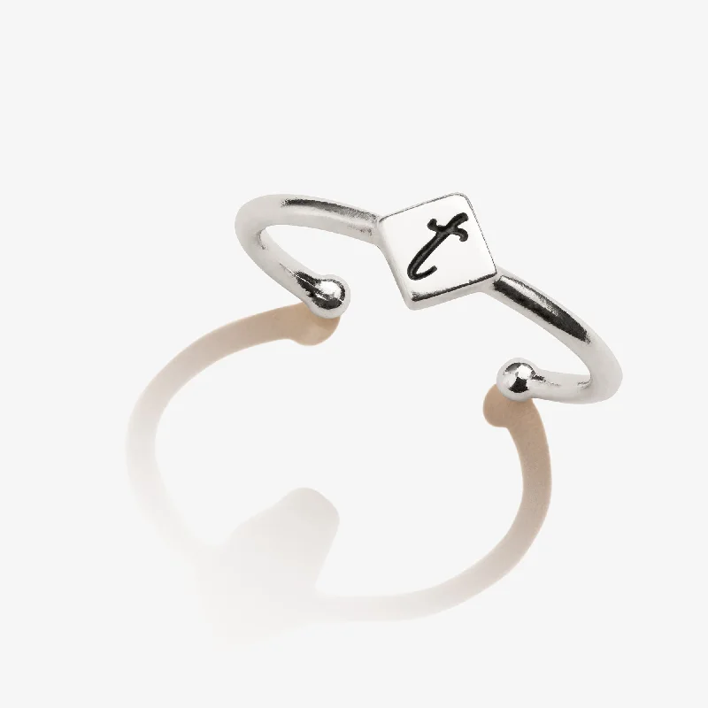 women's rings with channel setting -Initial T Ring