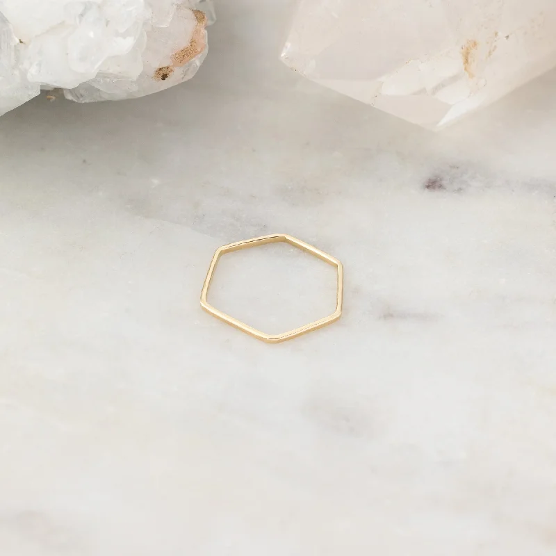 women's rings art deco -The Hex Stacking Ring | Gold Filled