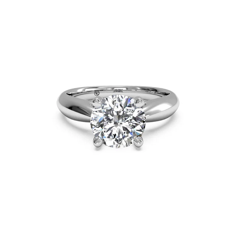 women's engagement rings tension setting -Tapered Cathedral Round Brilliant Diamond Engagement Ring