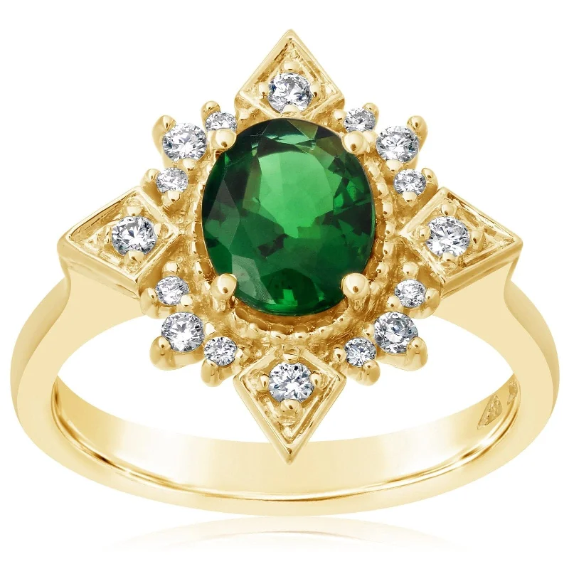 women's engagement rings hypoallergenic -Green Tourmaline & Diamond Ring