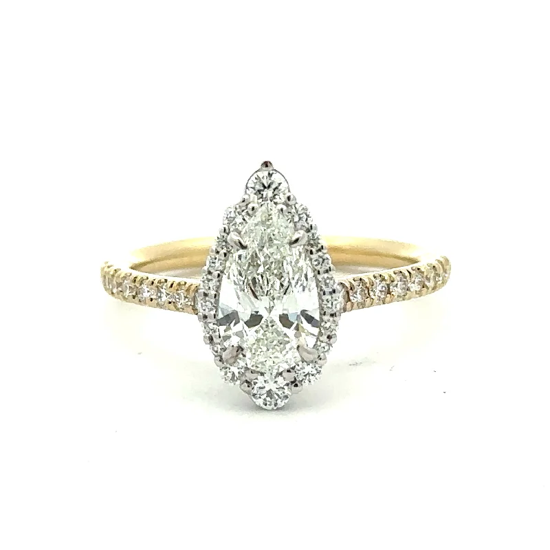 women's engagement rings white gold -14 Karat Diamond Engagement Ring with Pear Center