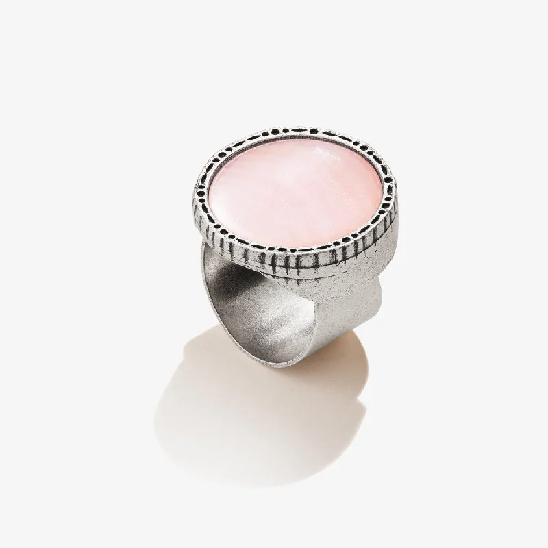 women's rings split shank -Pink Mussel Cocktail Ring