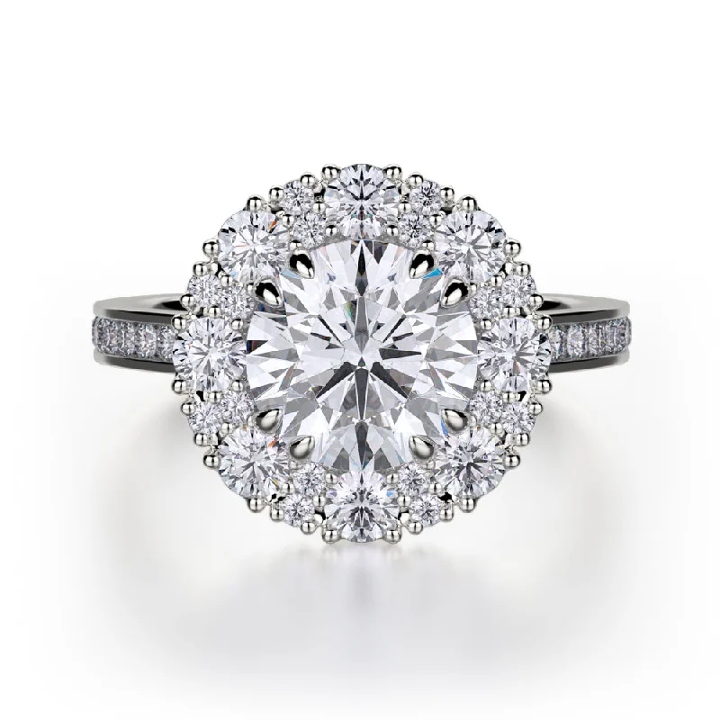 women's engagement rings classic elegance -0.92ctw Diamond Halo Engagement Ring