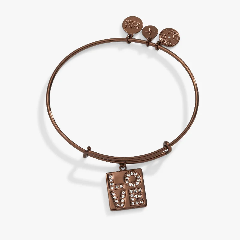 women's bracelets open bangle -LOVE Pavé Charm Bangle