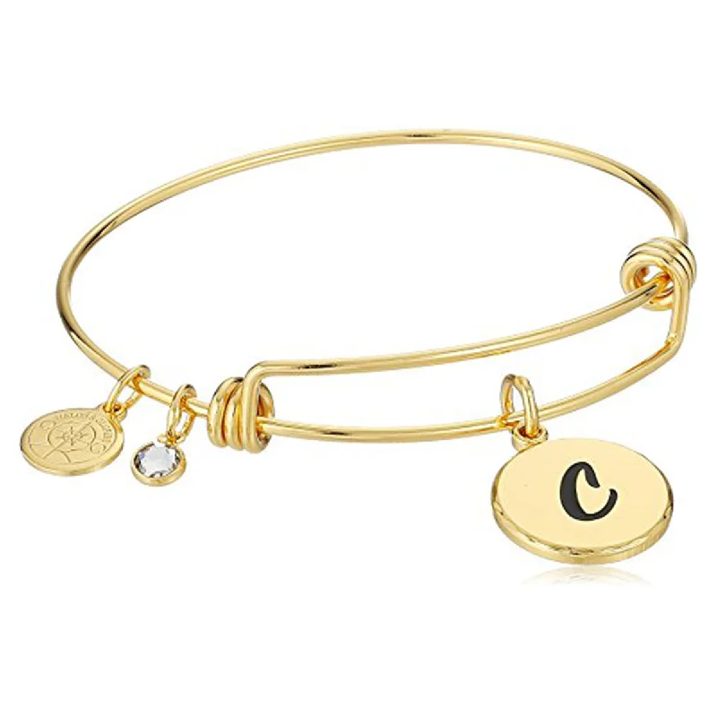 women's bracelets with diamond cluster -Letter C Charm Bangle, Halos & Glories