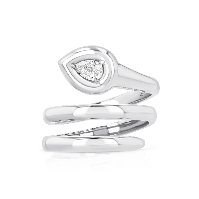 women's rings conflict-free diamonds -Pear Coil Ring