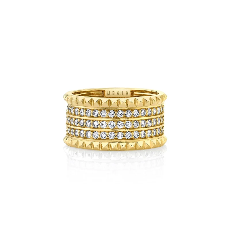 women's rings classic elegance -1.50ctw Diamond Tetra Triple Pavé  Band