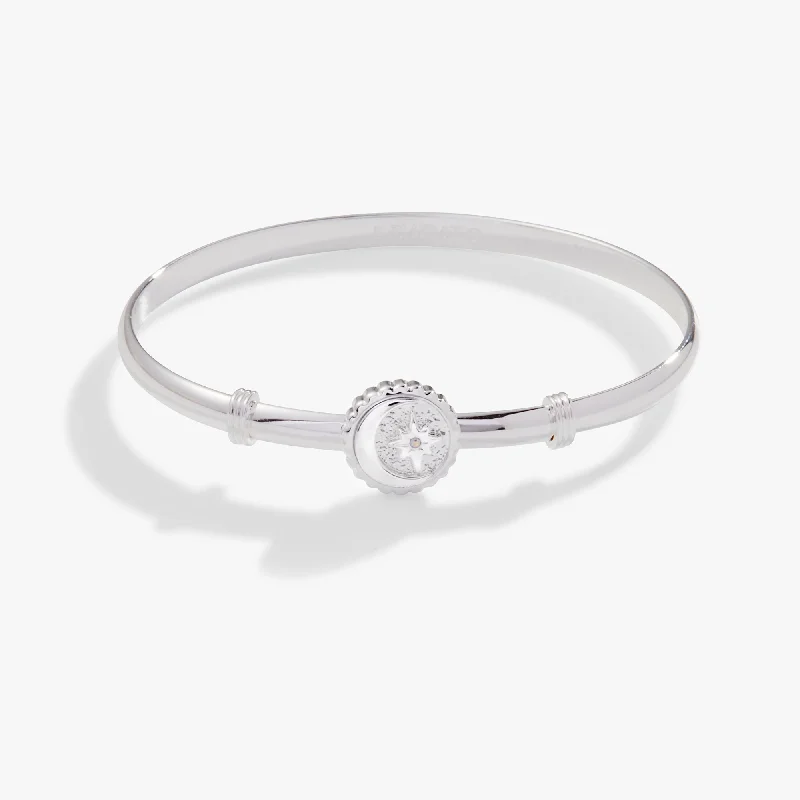 women's bracelets statement piece -Moon + North Star Clip Bangle Bracelet