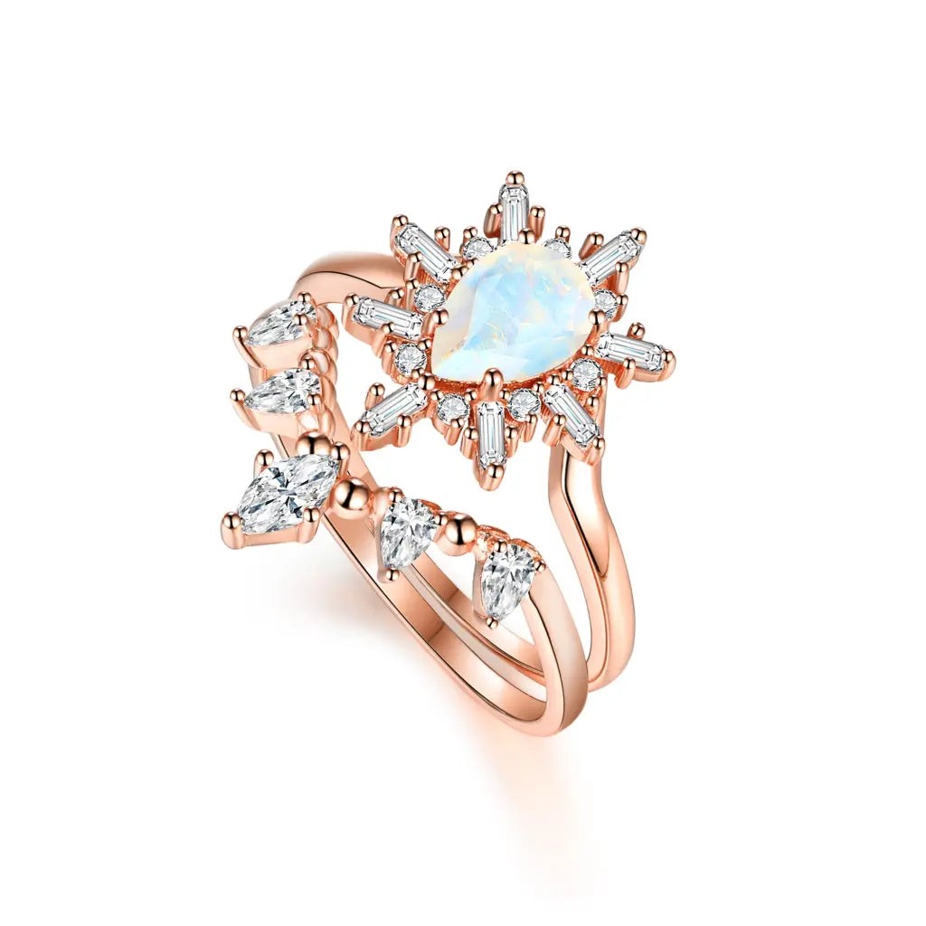 women's rings conflict-free diamonds -Alice Ring Set - Moonstone