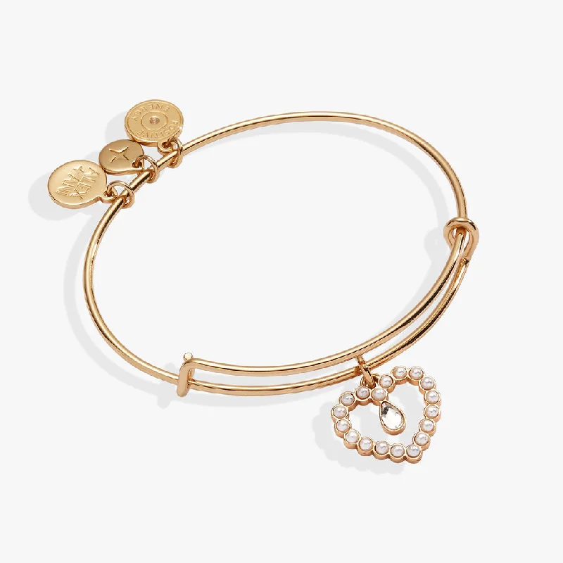 women's bracelets small charm -Pearl Heart Bangle