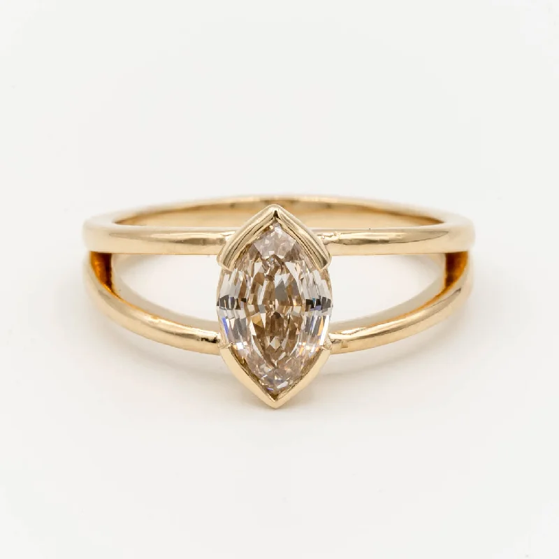 women's engagement rings heart shape -Willow Engagement Ring | 1.5ct Champagne Marquise Diamond| 14k Yellow Gold