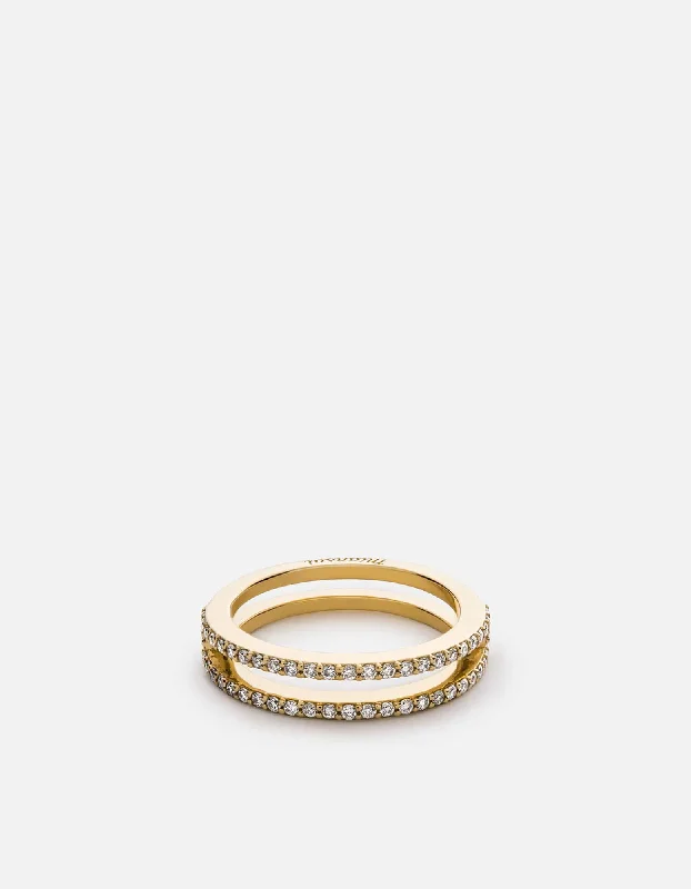 women's rings nature inspired -Split Layer Ring, 14k Gold Pavé