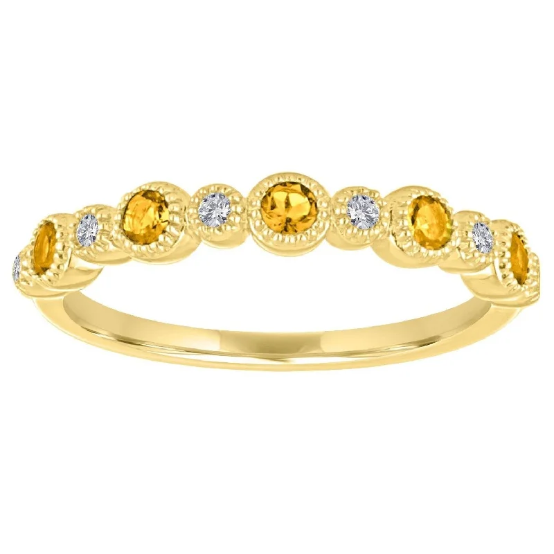 women's engagement rings engraved initials -MY STORY Citrine & Diamond Ring