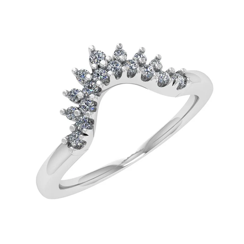 women's engagement rings floral diamond cluster -Contoured Wedding Band