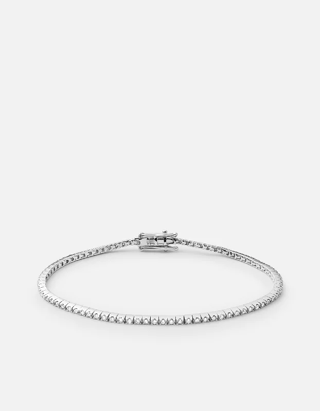 women's bracelets casual everyday -Century Square Bracelet, 14k White Gold Pavé