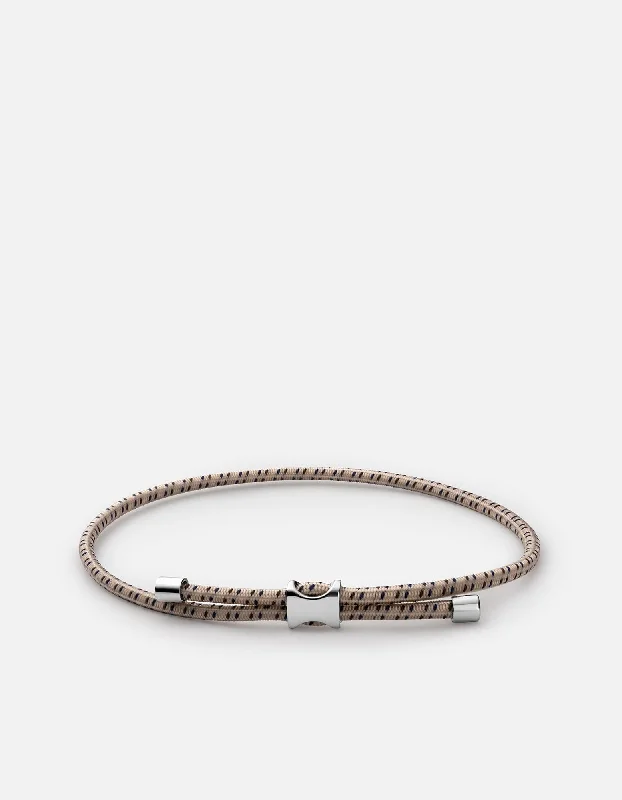 women's bracelets with initials -Orson Pull Bungee Rope Bracelet, Sterling Silver/Cream-Black