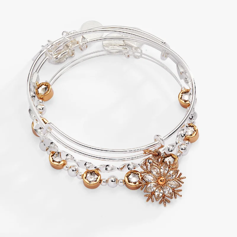 women's bracelets petite charm -Snowflake Bangle Set of 3