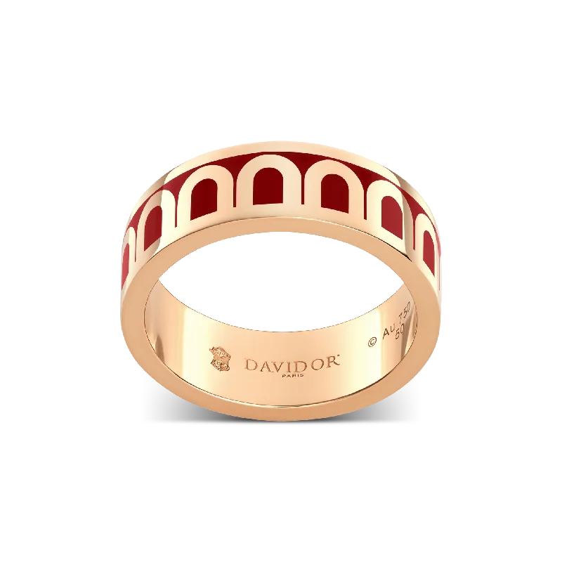 women's rings infinity symbol -L'Arc de DAVIDOR Ring MM, 18k Rose Gold with DAVIDOR Bordeaux Lacquered Ceramic