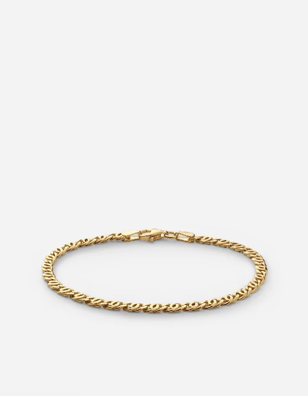 women's bracelets cross charm -Flat Pyper Bracelet, Gold Vermeil