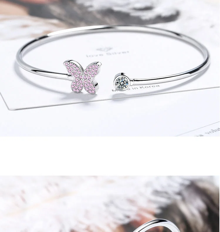 women's bracelets perfect stacking set -Ig Style Heart Shape Dragonfly Butterfly Copper Rhinestones Bangle